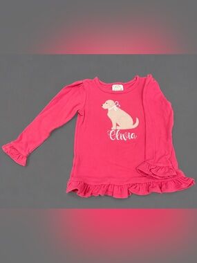Blanks Boutique Olivia monogrammed dog shirt- EUC